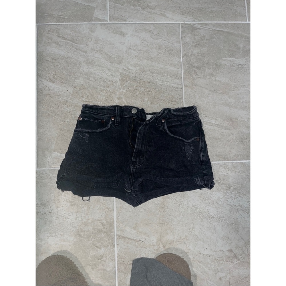 Abercrombie & Fitch Black Distressed Cutoff Denim Shorts